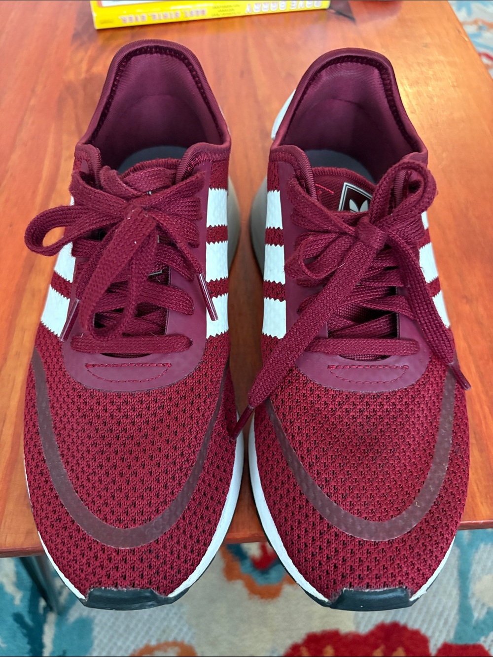 Adidas burgundy with white stripes N-5923